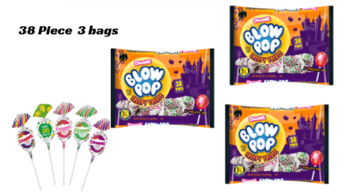 Charms Blow Pop Halloween Lollipops, Bubble Gum Filled, 20.9 oz Bags, 38 Pieces Each, 3 Pack