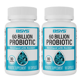 BSYS 60 Billion CFU Probiotic Capsules  Acid-Resistant Stomach-Resistant Formula  Intestinal Delivery Technology  Digestive & Immune Health Suppo (Option: Two bottles)