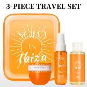 3pcs Set SOLO EN Body&Hair Fragrance Mist Perfume&Bubble Bath&Body Butter Travel Box for Men And Women, 4 Different Flavor Gift Box, Dating (perfume box: orange)